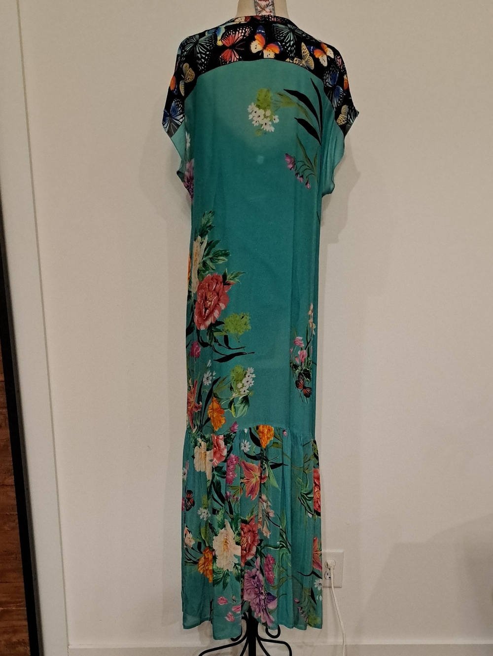 JOHNNY WAS PANYA ALBA Maxi Dress. BEAUTIFUL Turquoise w Colorful Floral Print. - Picture 5 of 11